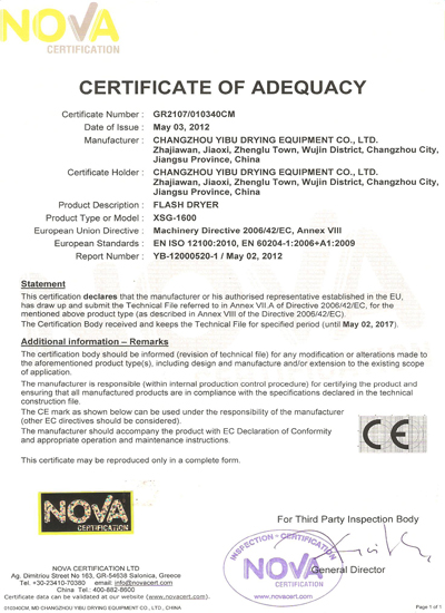 闪蒸干燥机和真空冷冻干燥机顺利通过CE认证